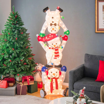 Lucktree 5.6 FT Lighted Christmas Stacked Snowmen Decoration