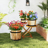 Lucktree Outdoor Acacia Wood Raised Garden Bed for Flower Vegetable Fruit