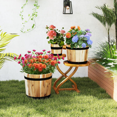 Lucktree Outdoor Acacia Wood Raised Garden Bed for Flower Vegetable Fruit