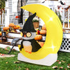 Lucktree 5.1 Ft Halloween Inflatables, Pre-Lit Owl on The Moon with Witch Hat