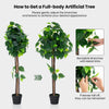 Lucktree 45" Artificial Hydrangea Tree, Tall Fake Potted Silk Tree with Real Wood Trunk