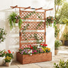 Lucktree 72" Wooden Raised Garden Bed with Trellis w/Privacy Screen Roof