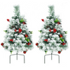 Lucktree 2FT Pathway Christmas Trees Set of 2, Pre-Lit Snow Flocked Xmas Trees with 30 Warm White LED Lights - LucktreeUS