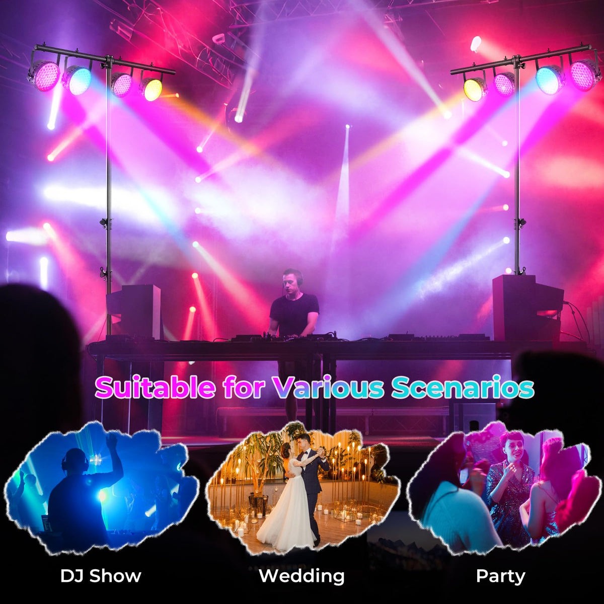 Lucktree DJ Light Stand, 14FT Lighting Truss System with 32 Lights Hold 220LBS Capacity