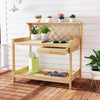 Lucktree Wood Potting Table with 3 Tier Shelves