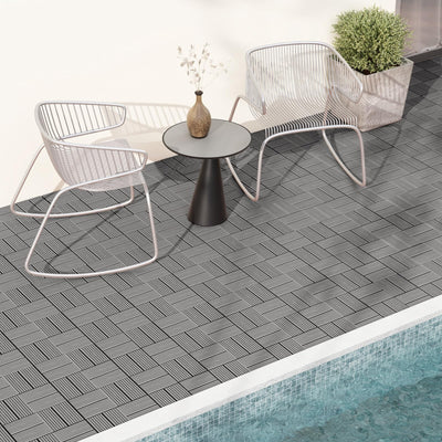 Lucktree 18/36 PCS Interlocking Deck Tiles - 12" x 12" Composite Decking Boards Waterproof All Weather