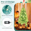 Lucktree 6/7 FT Blue Pre-Lit Christmas Tree, Artificial Hinged Xmas Full Tree with 280/380 Warm White LED Lights