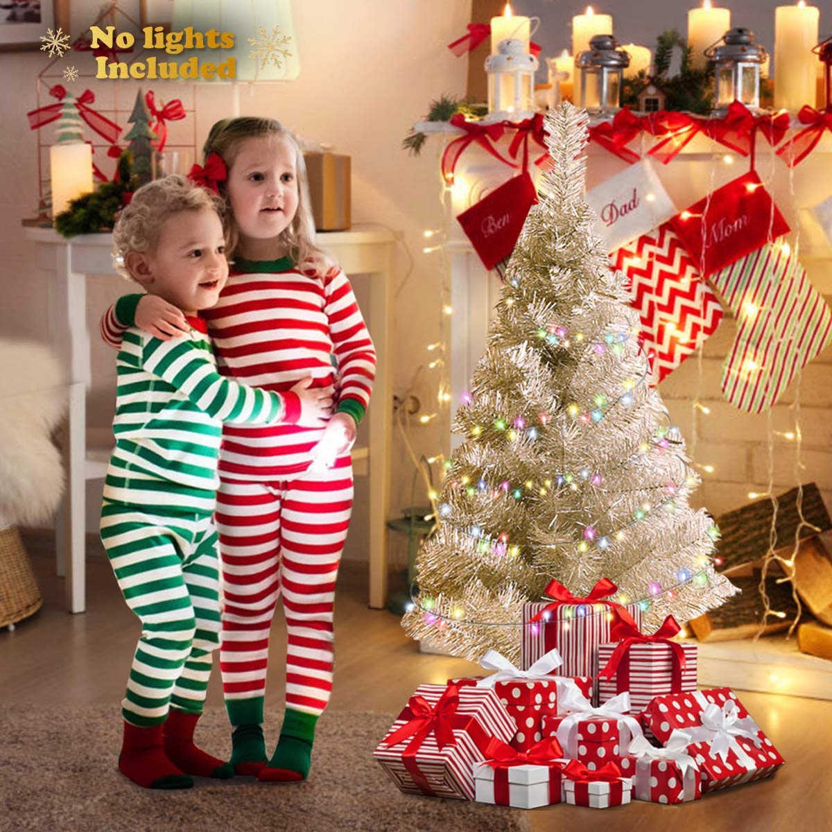 Lucktree 3ft Silver Pencil Christmas Tree, Artificial Slim Tree - LucktreeUS