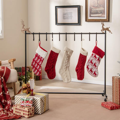 Lucktree 10-Hook Christmas Stocking Holder Stand on Wheels