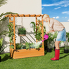 Lucktree Raised Garden Bed with Trellis, Wood Planter Box with Roof & Side Trellis, Drain Holes