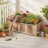 Lucktree Wooden Raised Garden Bed Natural Acacia Wood Rectangular Planter Box with Liner