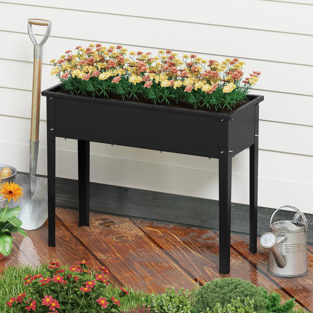 Lucktree Metal Raised Garden Bed with Legs(40”x16”x32”)