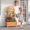 Lucktree Wooden Raised Garden Bed with Trellis 48 Inch Outdoor Screen
