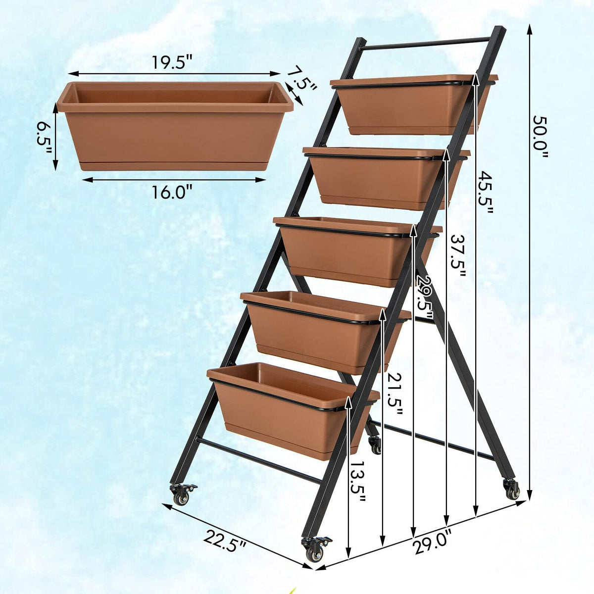 Lucktree Vertical Planter Raised Bed on Wheels