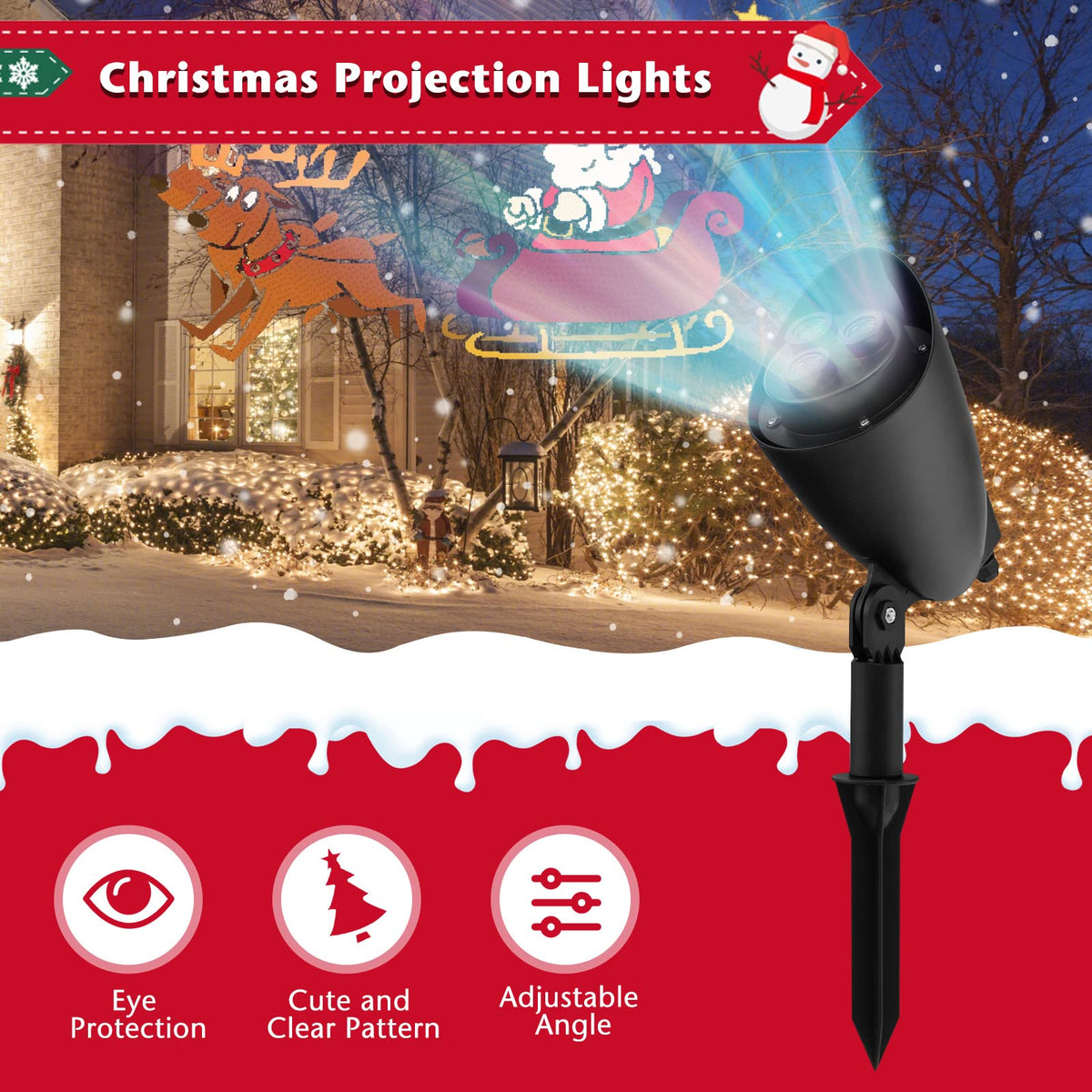 Lucktree Christmas Projector Lights Outdoor | LED Santa Claus on Sleigh Projection Lamp