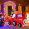 Lucktree 8.6 FT Lighted Christmas Inflatable Santa Claus on Train with Deer & Christmas Tree