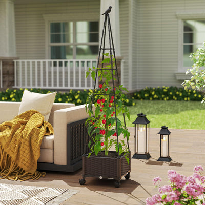 Lucktree Raised Garden Bed with Wheels & Tomato Cage