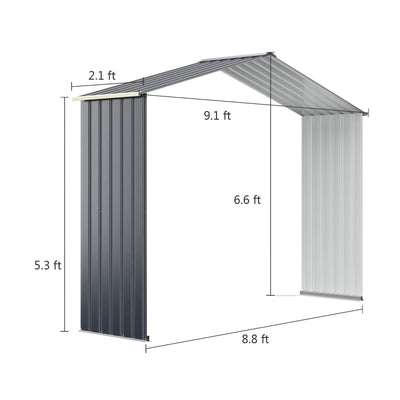 Storage Shed Extension Kit for 9 ft Sheds (9'X2.1')