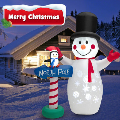 Lucktree 6 FT Inflatable Christmas Snowman, Blow up Xmas Decoration w/ Penguin Guidepost