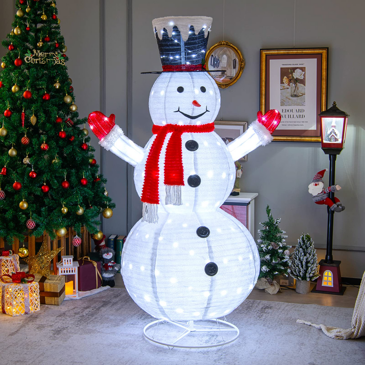 Lucktree 6 FT Lighted Christmas Snowman, Outdoor Pop-up Snowman Figure w/200 Lights
