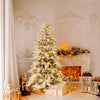 Lucktree 6FT / 7FT / 8FT Pre-Lit Snow Flocked Christmas Tree with PE & PVC Mixed Branch Tips