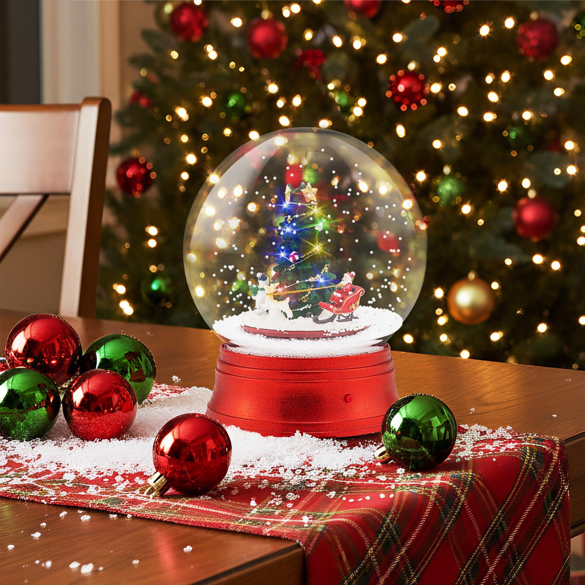 Lucktree 5 Ft Christmas Snow Globe Lantern | Musical Snowy Globe Street Lamp