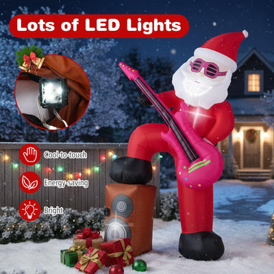Lucktree 8.4FT Rocking Santa Inflatable with Guitar | Animated Christmas Decoration