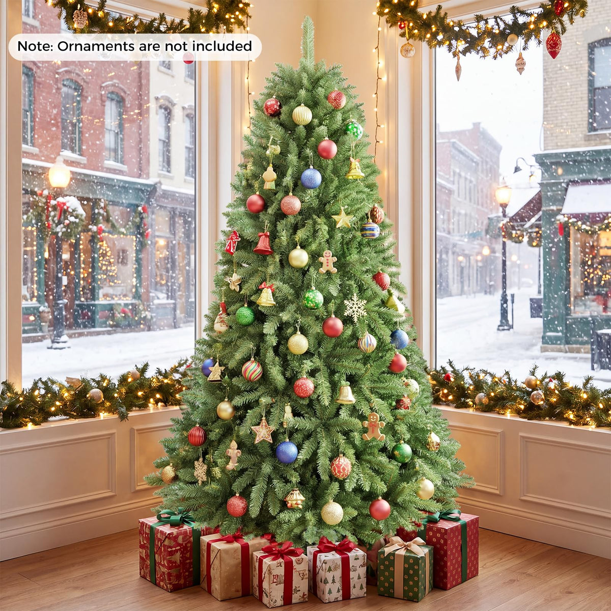 10/7.5/6.5/6/9/4.5/4 FT Artificial Christmas Tree w/ Easy-Setup Hinges, Unlit