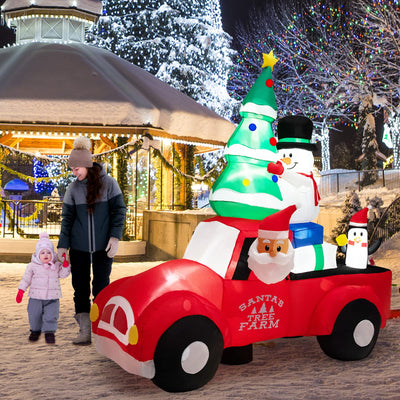 Lucktree Christmas 8 FT Inflatable Santa Claus Driving a Car with LED Lights & Air Blower