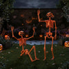 Lucktree 5.2 Ft Life-Size Posable Skeleton with Pumpkin Head Halloween Orange Skeleton Decoration