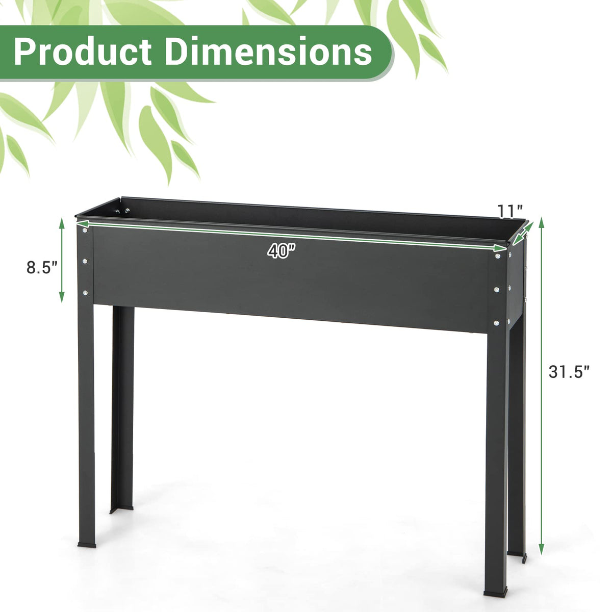 Lucktree Raised Garden Bed, Metal Planter Box with Legs, Drain Hole, Outdoor Indoor Elevated Garden Box