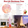 Lucktree 7ft Pre-Lit Pencil Christmas Tree, Snow Flocked Artificial Slim Tree with 800 Branch Tips - LucktreeUS