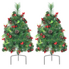 Lucktree Set of 2 Pathway Christmas Trees, 2FT Pre-Lit Artificial Xmas Trees - LucktreeUS