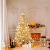 Lucktree Pre-Lit Snow Flocked Christmas Tree with Warm White LED Lights & Globe Lights