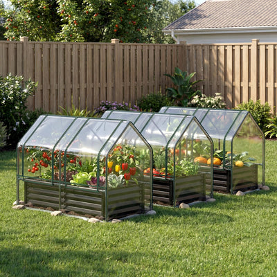Lucktree 4x2x3 FT Galvanized Raised Garden Bed with Greenhouse Cover