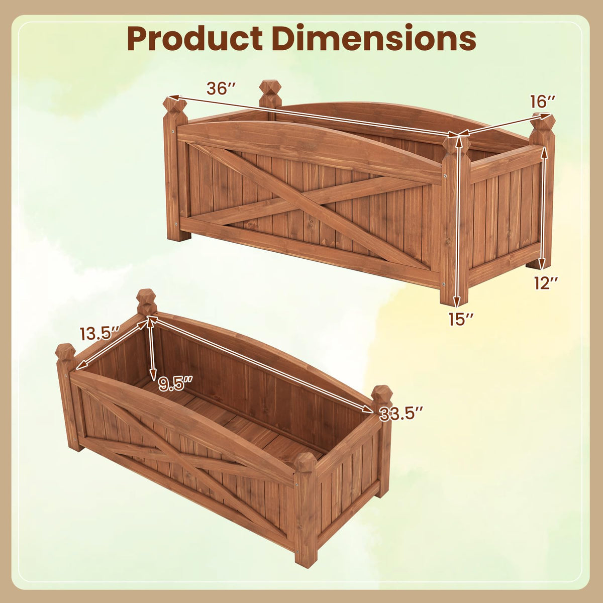 Lucktree Rectangular Garden Bed for Vegetables Flower Herb Fruit