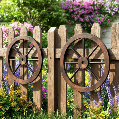 Lucktree 24-Inch Wagon Wheels 2/4 Pieces Carbonized Solid Fir Wood
