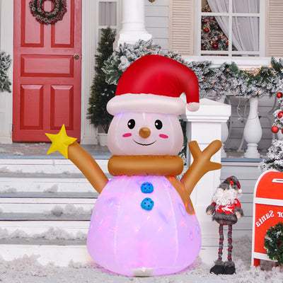 Lucktree 4 FT Lighted Christmas Inflatable Snowman with 360° Rotating Colorful LED Light