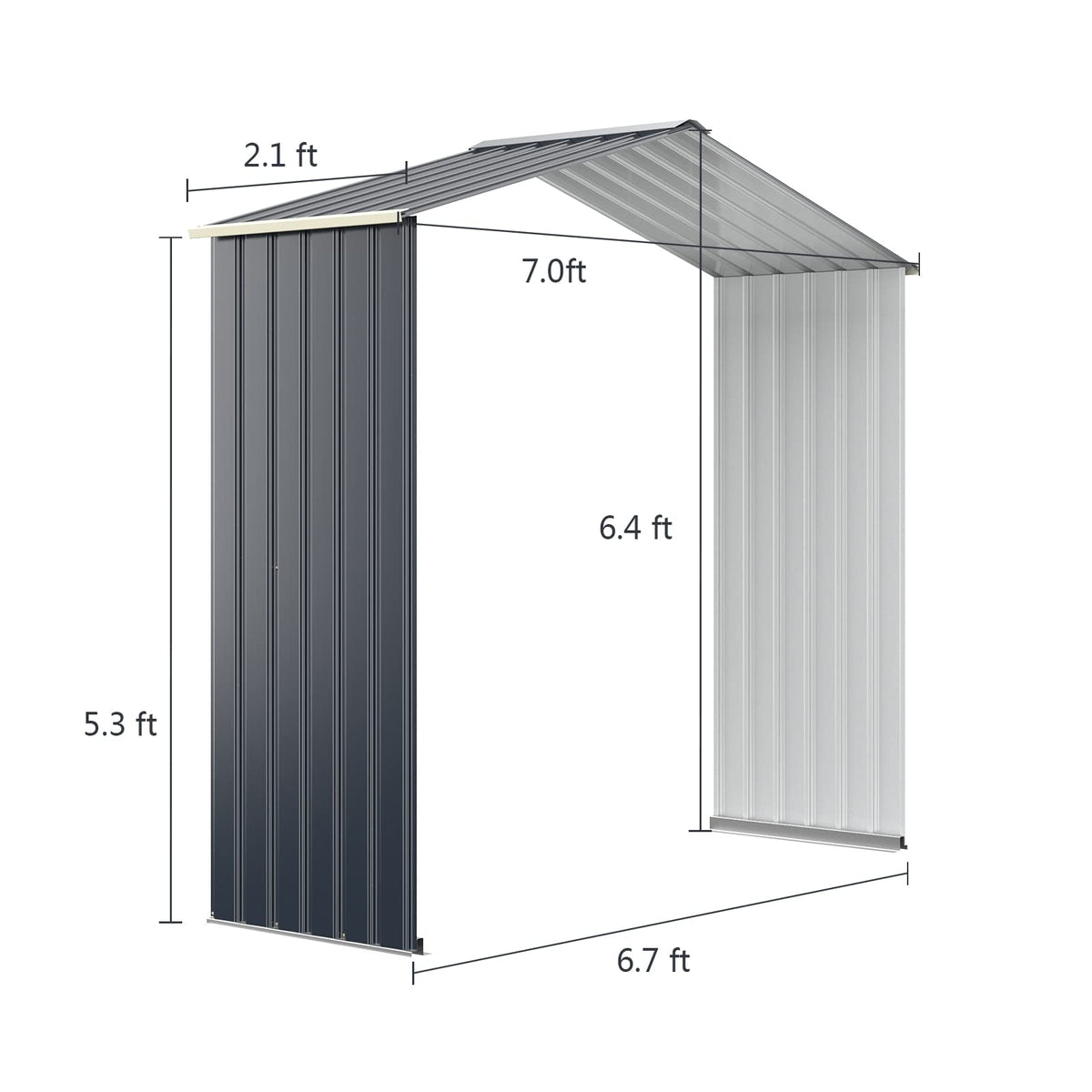 Storage Shed Extension Kit for 7 ft Sheds (7'X2.1')