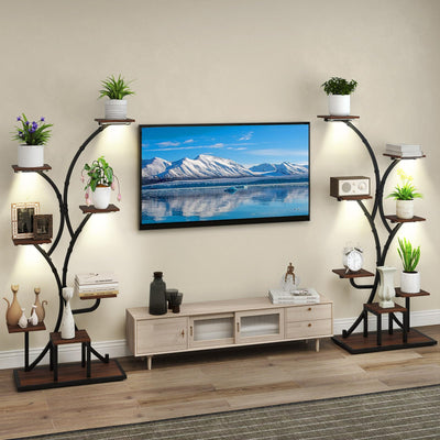 Lucktree Plant Stand Indoor with Grow Lights 8-Tier 58" Tall Corner Metal Plant Shelf