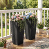 Lucktree Set of 2 Rattan Tall Plant Pots with Detachable Plastic Liners
