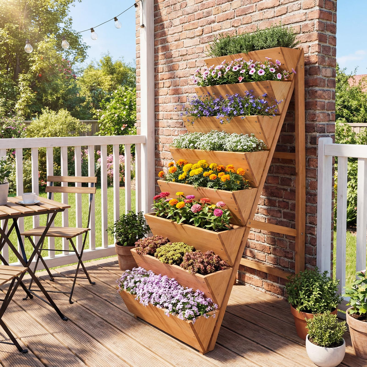 Lucktree 8-Tier Wooden Vertical Raised Garden Bedwith Legs