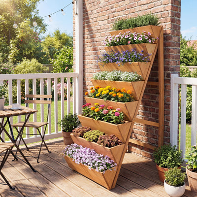 Lucktree 8-Tier Wooden Vertical Raised Garden Bedwith Legs
