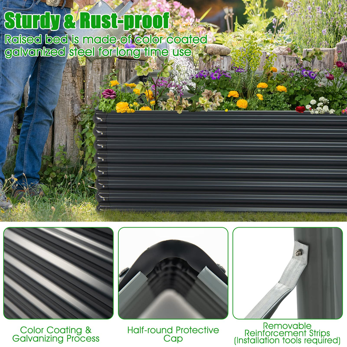 Lucktree Galvanized Raised Garden Bed