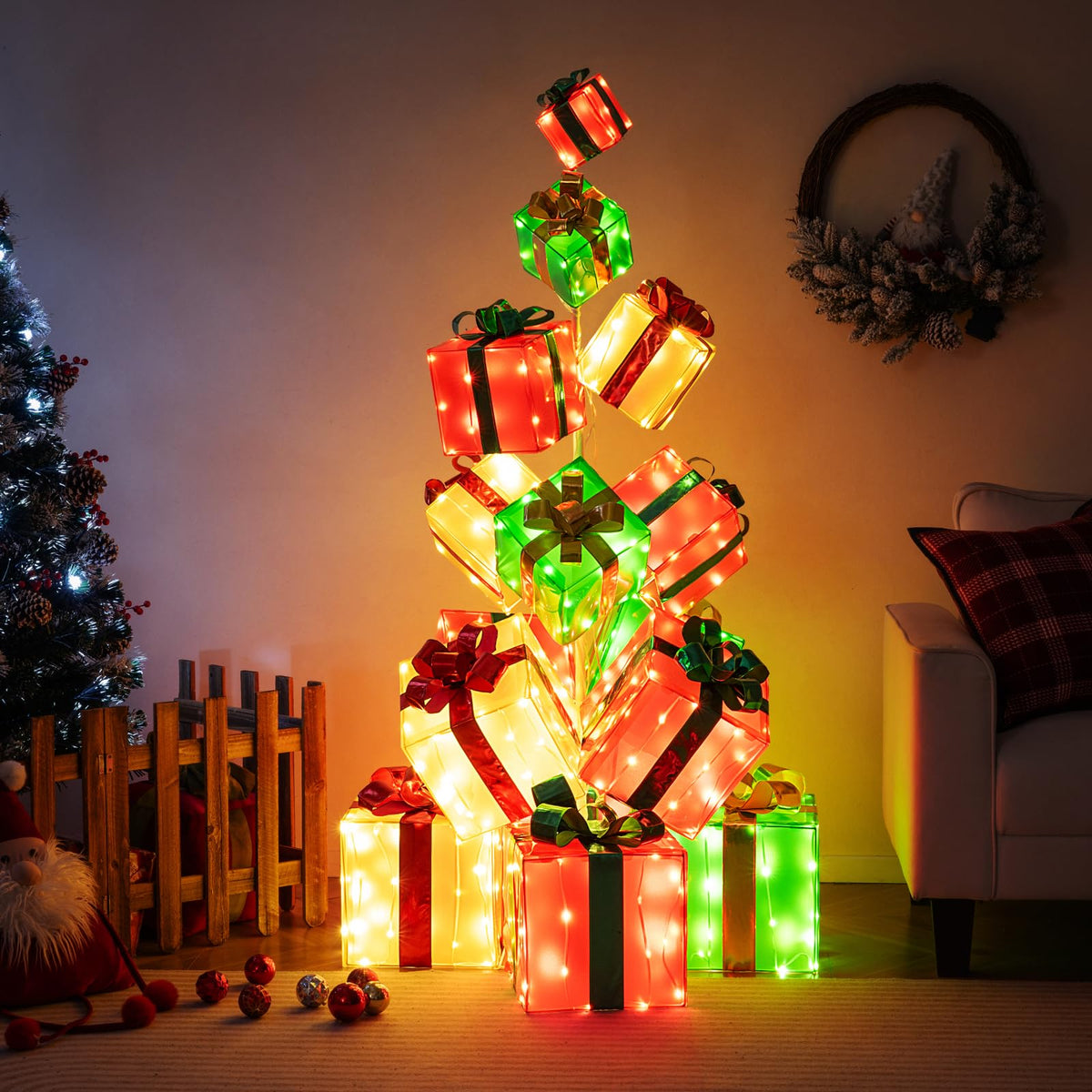 Lucktree 5.6 FT Pre-Lit Gift Box Tower