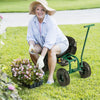 Lucktree Garden Cart, Rolling Workseat with 4 Wheels, Tool Tray, Removable Cushion, Storage Basket