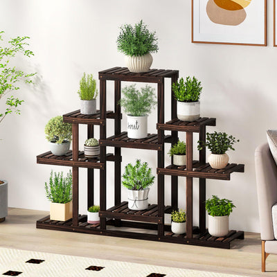 Lucktree Plant Stand Indoor & Outdoor 6 Tier Wood Flower Pot Stand for Multiple Plants