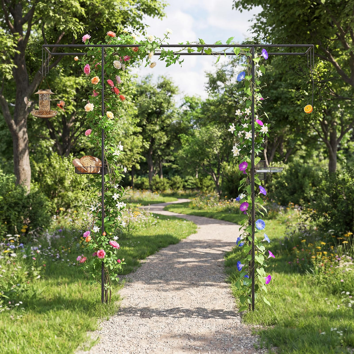 Lucktree 84'' Garden Arbor with Bird Feeding Station