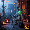 Lucktree 63" Life-Size Posable Skeleton with Green LED Lights Halloween Lighted Skeleton Decoration