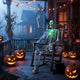 Lucktree 63" Life-Size Posable Skeleton with Green LED Lights Halloween Lighted Skeleton Decoration
